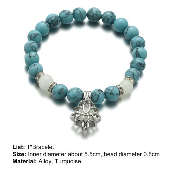 Women Bracelet Faux Turquoises Luminous Floral Jewelry Elastic Beads Bangle Jewellery Gift