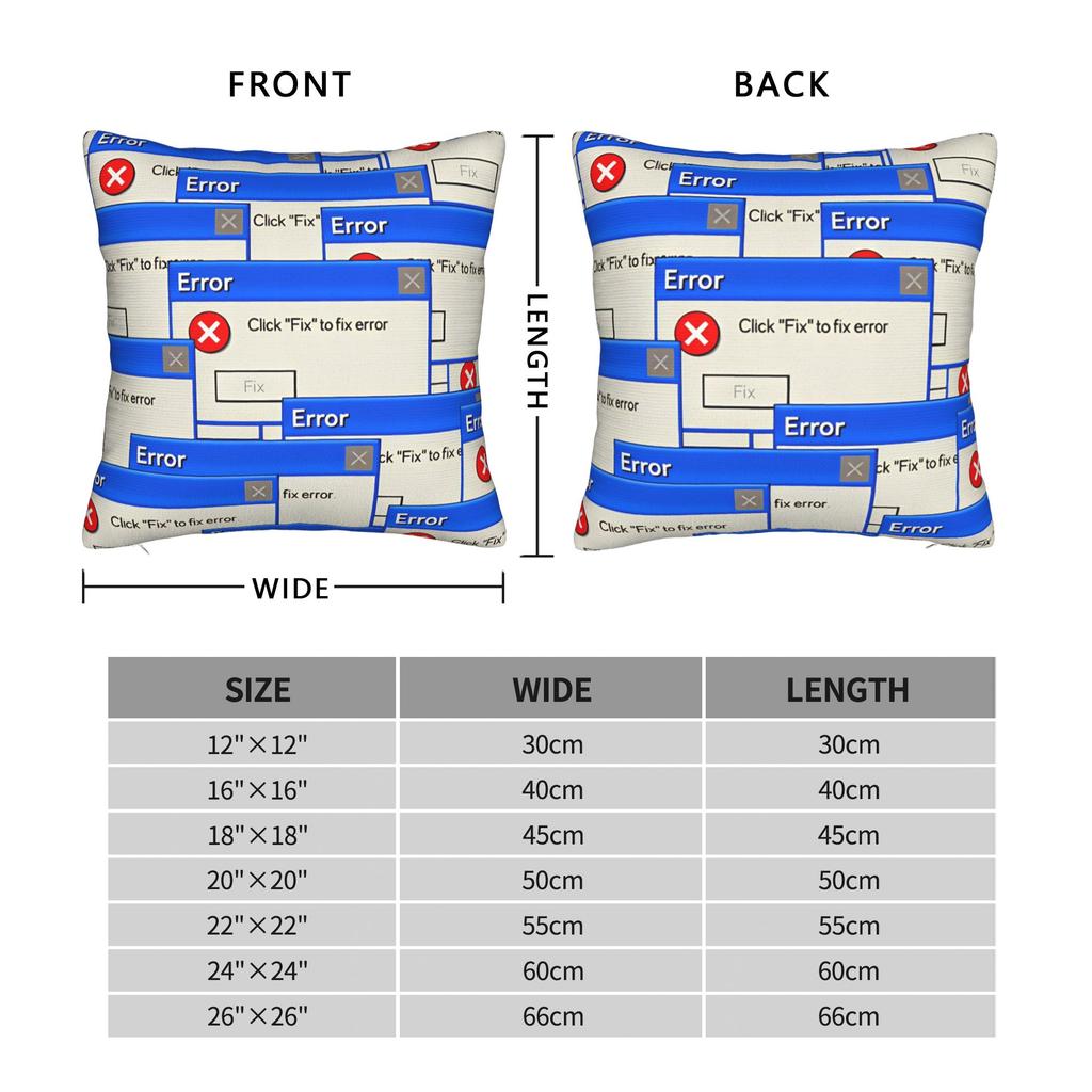 Pillow Case Funny Blue Screen of Death Square Pillow Cover For Wedding Party Home Decor Retro Trendy Pillowcases
