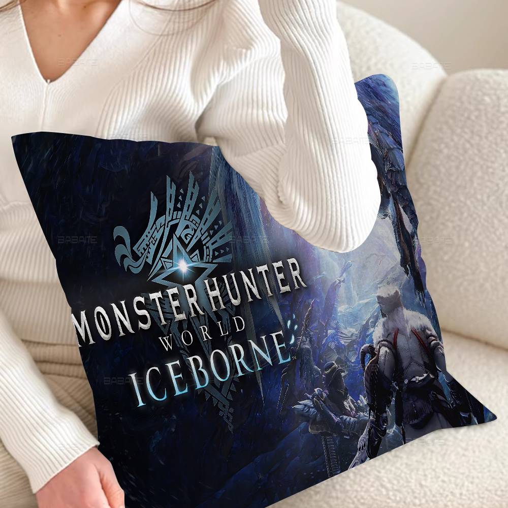 

M-Monster H-Hunter Game Office Cushion Pillowcase Car Cushion Cover45X45CM Lumbar Pillowcase Sofa Pillowcover 12x12Inch