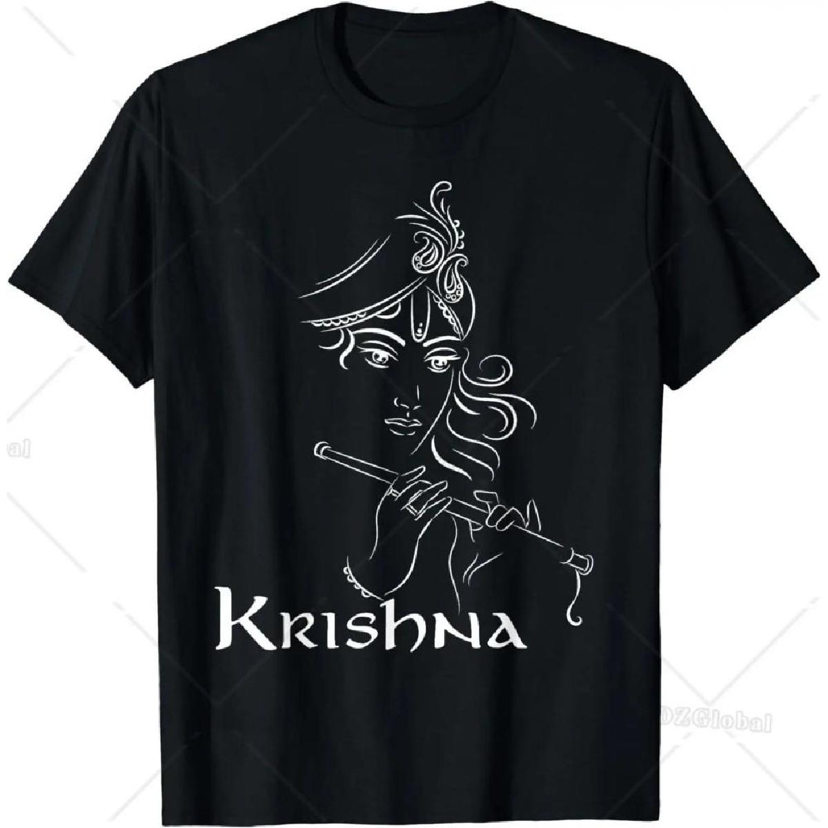 

Индуистские рубашки Индуизм Дивали Фестиваль Боги Лорд Кришна Футболка Праздничная одежда Одежда Графические футболки Женская Мужская одежда XXXXXL чёрный