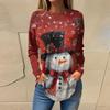 Tee Shirts For Women Casual Round Neck Long Sleeve Shirts Christmas Printing Top Pullover