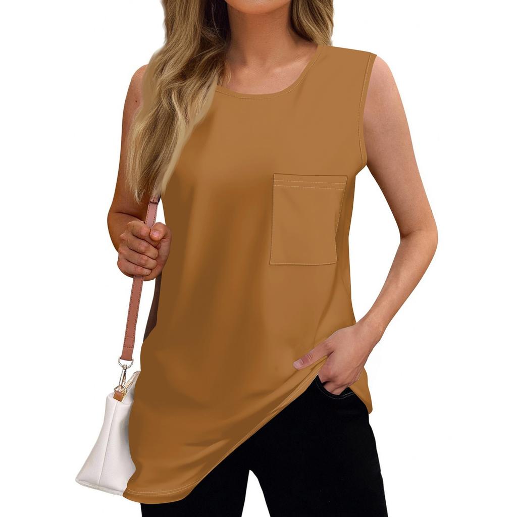 Women's Fashion Solid Color Sleeveless T-shirt Tops