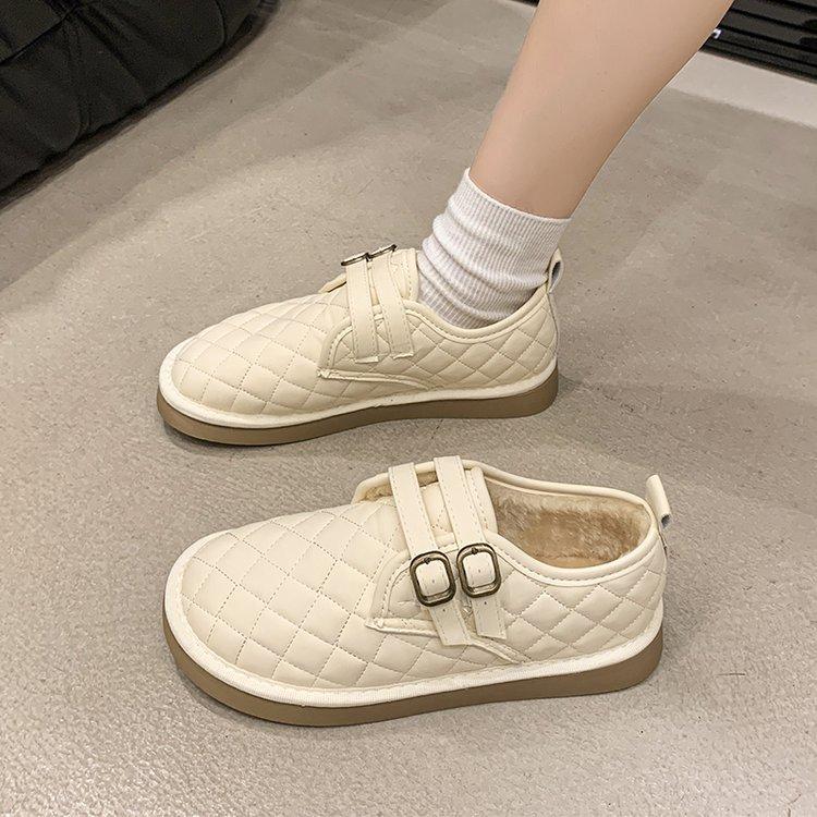 

Флисовая теплая женская обувь 2024 года, популярные зимние ленивые низкие ботинки для хлеба, обувь Doudou, удобная хлопковая обувь 40