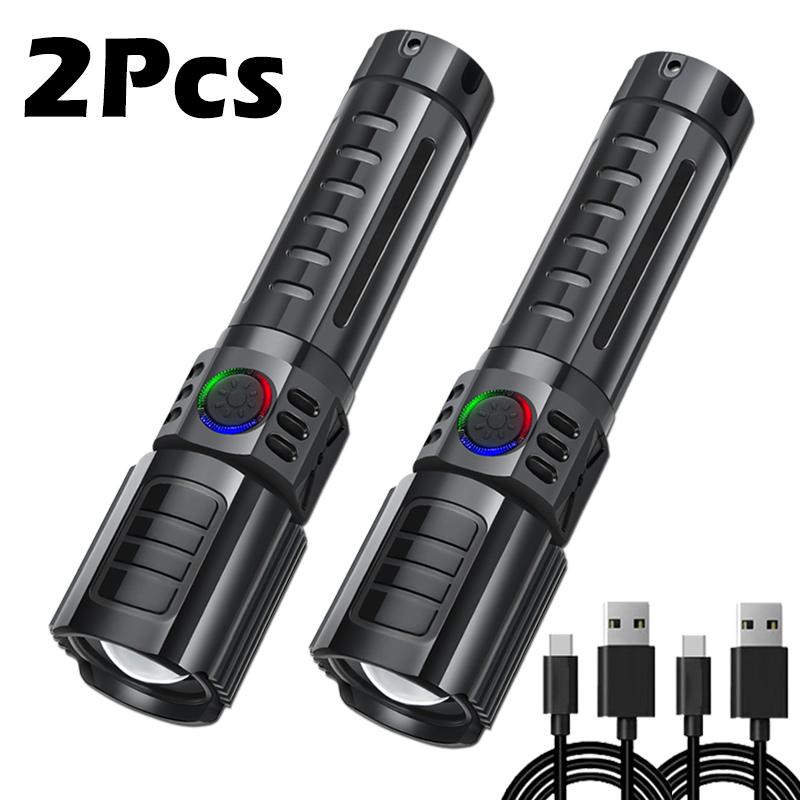 2000LM Super Bright P50 Flashlight USB Rechargeable Tactical Zoom Waterproof LED Torch Lamp Outdoor Camping Fishing Lantern