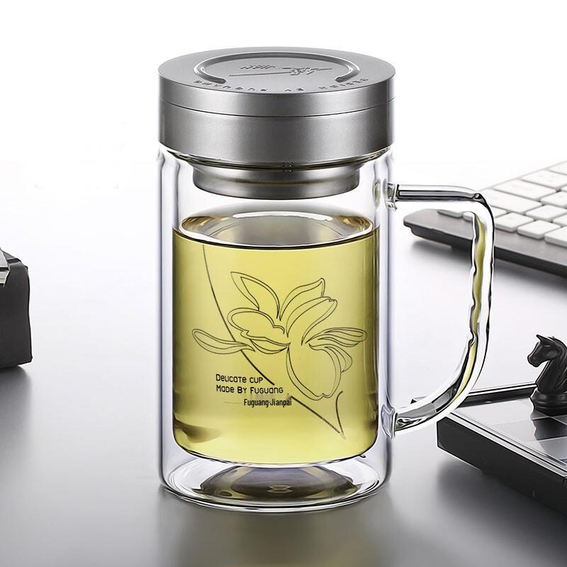 Fuguang Double-Layer Glass Office Cup