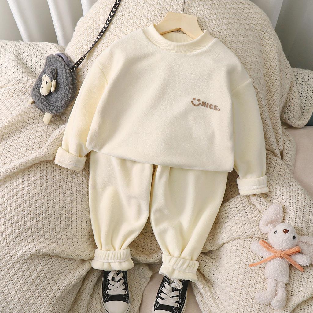 Children's thermal underwear, boys' winter and autumn clothes, autumn pants set, Korean version pajamas, girls' autumn and winter fleece home clothes