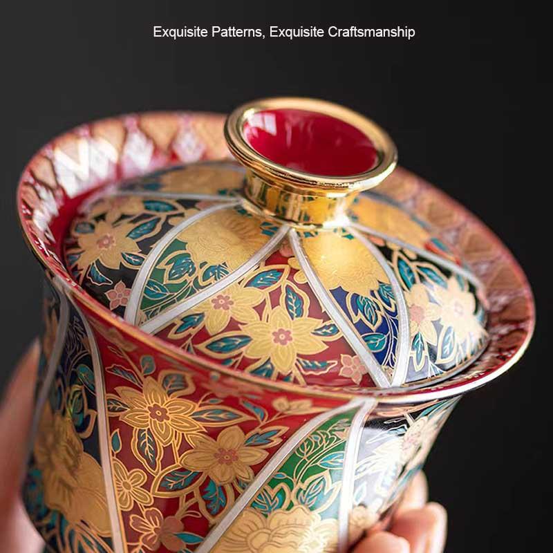 BORREY 150Ml Japanese Gaiwan Tea Bowl Ceramic Teapot Puer Kettle Kung Fu Tea Set Tea Ceremony Cup Teaware With Lid And Dish Gift