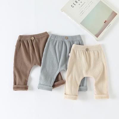 Casual Baby Trousers Bottoming Pant Ribbed Elastic Striped Pants Solid Color Infant Clothing Kids Toddler Boys Girl Clothes