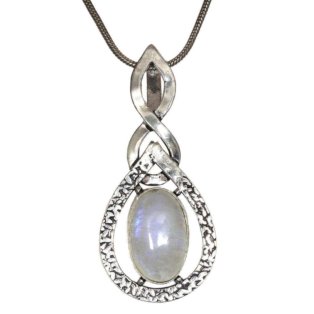 Silberschmuck 2,25" Anhänger Sterling Edelstein Regenbogenmondstein Ostern