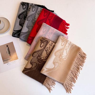 Luxe Herfst-Winter Gekamde Garen Sjaal: Letterstijl Imitatie Kasjmier Sjaal met Kwastjes voor Warmte