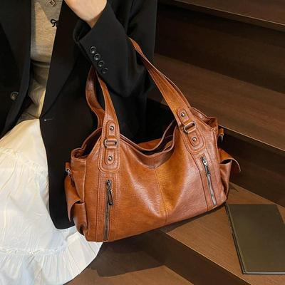 Yumuşak İç Bölmeli Omuz Çantaları Yüksek Kalite Düz Renkli Çantalar Kadınlar İçin Moda Fermuarlı PU Çapraz Vücut El Çantaları