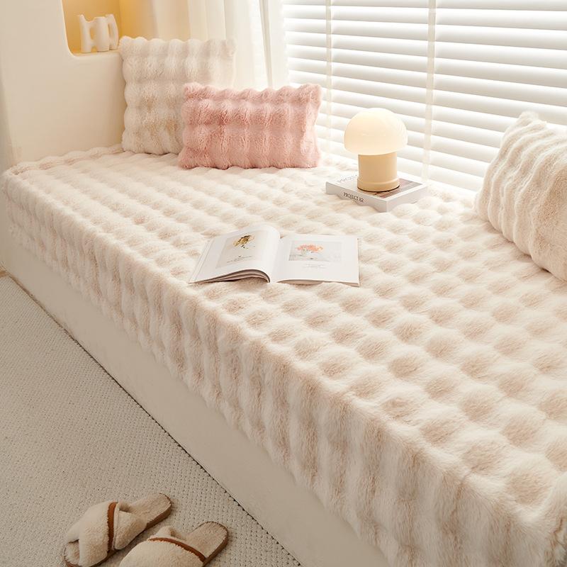 Rabbit Plush Bay Window Mat Winter  New Window Sill Mat Balcony Seat Cushion Cream Ins Wind Tatami Customization