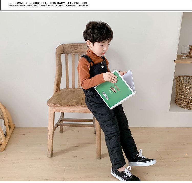 2026 Kids' Down Cotton Pants: Warm Autumn/Winter Overalls for Boys & Girls, Solid Colors.