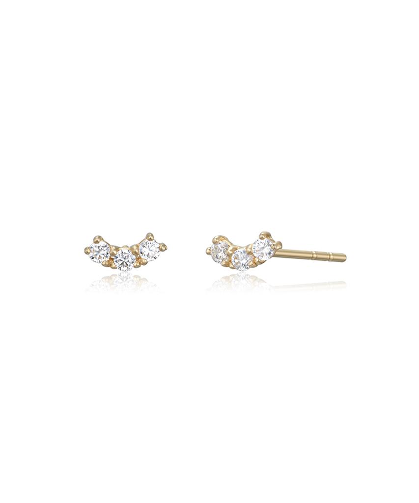 Akarki 10K Linia Curve Stone Earrings
