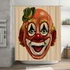 Clown Face Shower Curtain: Vintage Circus Red and Yellow Decorative Bathroom Waterproof Fabric Shower Panels for Home Decoration