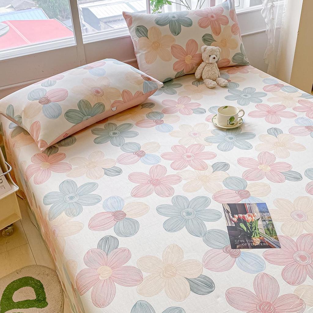 Pure Cotton Three-Piece Bed Sheet Set - Coarse Cloth, Fitted, Suitable for Dorms and Babies