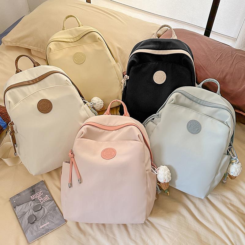 Large Capacity Lightweight Women's Backpack Student Solid Color Schoolbag