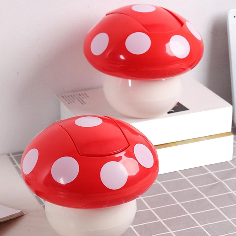 Lovely Mushroom Designs Waste Bin With Sealed Cover Sturdy ABS for Kitchen Kid Room