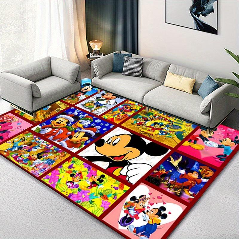 1ks Koberec s motivem Disney Mickey Mouse a Minnie, Kusový koberec, Protiskluzový koberec, Ručně pratelná podložka pod nohy, Vhodné pro obývací pokoj, ložnici, bytový dekor