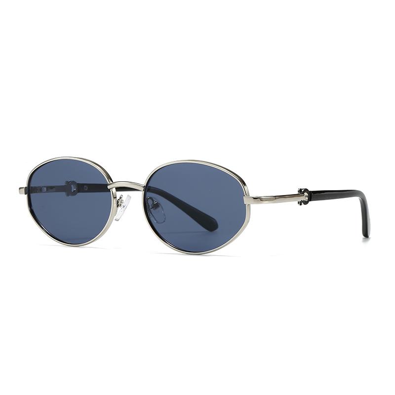 Cross-Border European and American Metal Framed Sunglasses Trendy Street Style Sunglasses for Men Modern Charm Retro Oval Sunglasses for Women 1439