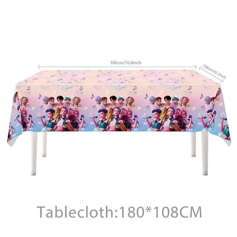 K-POP Blaue Hexenjäger Thema Geschirrset, Pappteller, Pappbecher, Tischdecken, Banner, Geburtstagsfeier Dekorationszubehör