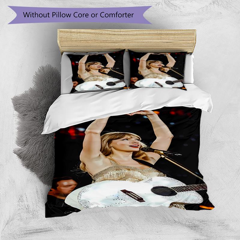 3pcs Taylor Swift Pattern Bedding Set Duvet Cover Set Includes Duvet Cover &pillowcases, Perfect All Season Bedroom Decoration & Gift