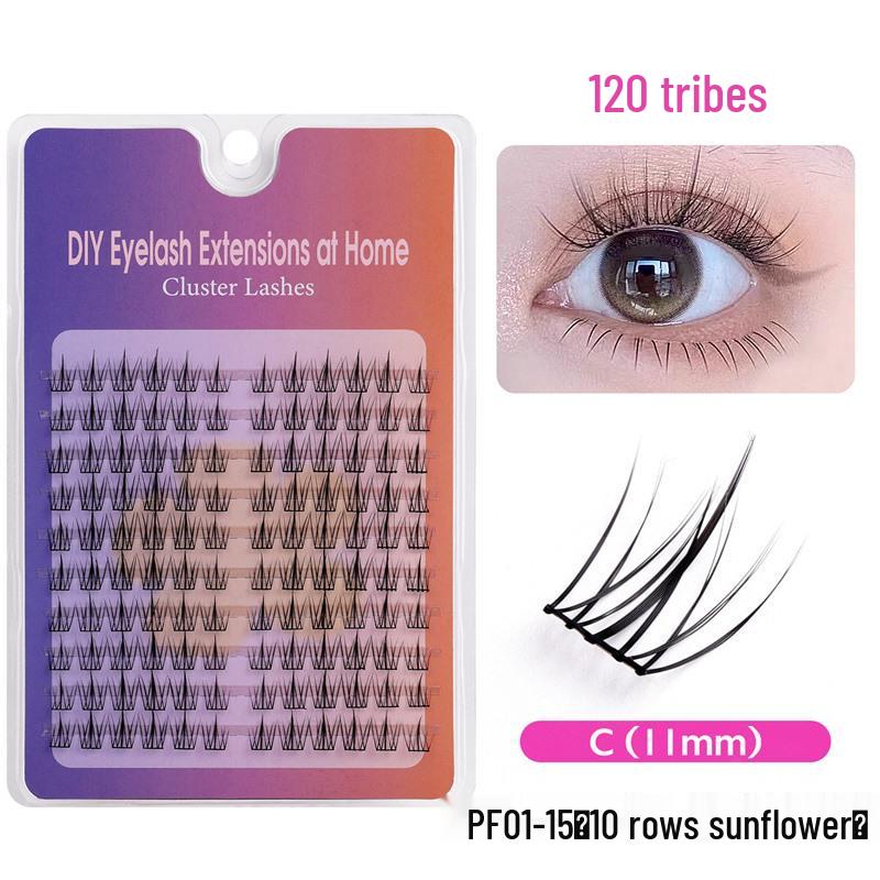 

Натуральные густые накладные ресницы в 10 рядов - Дизайн комиксный лисий глаз с подсолнухом Standard