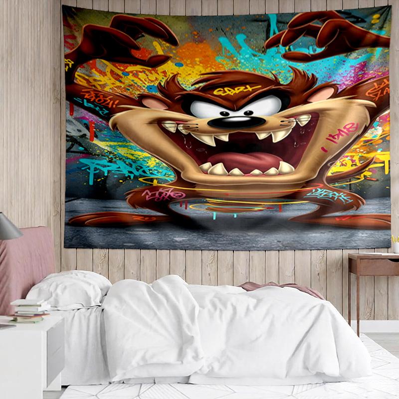 1PC Tazmanian Devil's Fury Tapestry Accessories Playroom Tapestry, for Bedroom,Livingroom, Dormitory Room Wall Decor Fan Birthday Gifts