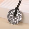 Dawapara Vegvisir Compass Necklace Double Sides Icelandic Strength Protection Amulet Stainless Steel Jewelry