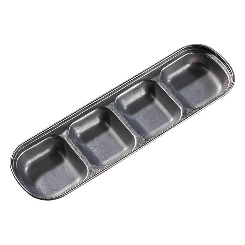 Shidejia Vintage Korean 304 Stainless Steel 4-Compartment Dipping Dishes (10-Pack)