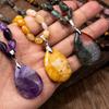 Natural Crystal Sweater Chain, Amethyst Pendant, Long Necklace, Christmas Gift, Valentine's Day Gift, Girlfriend Gift, Couple Gift, Birthday Gift