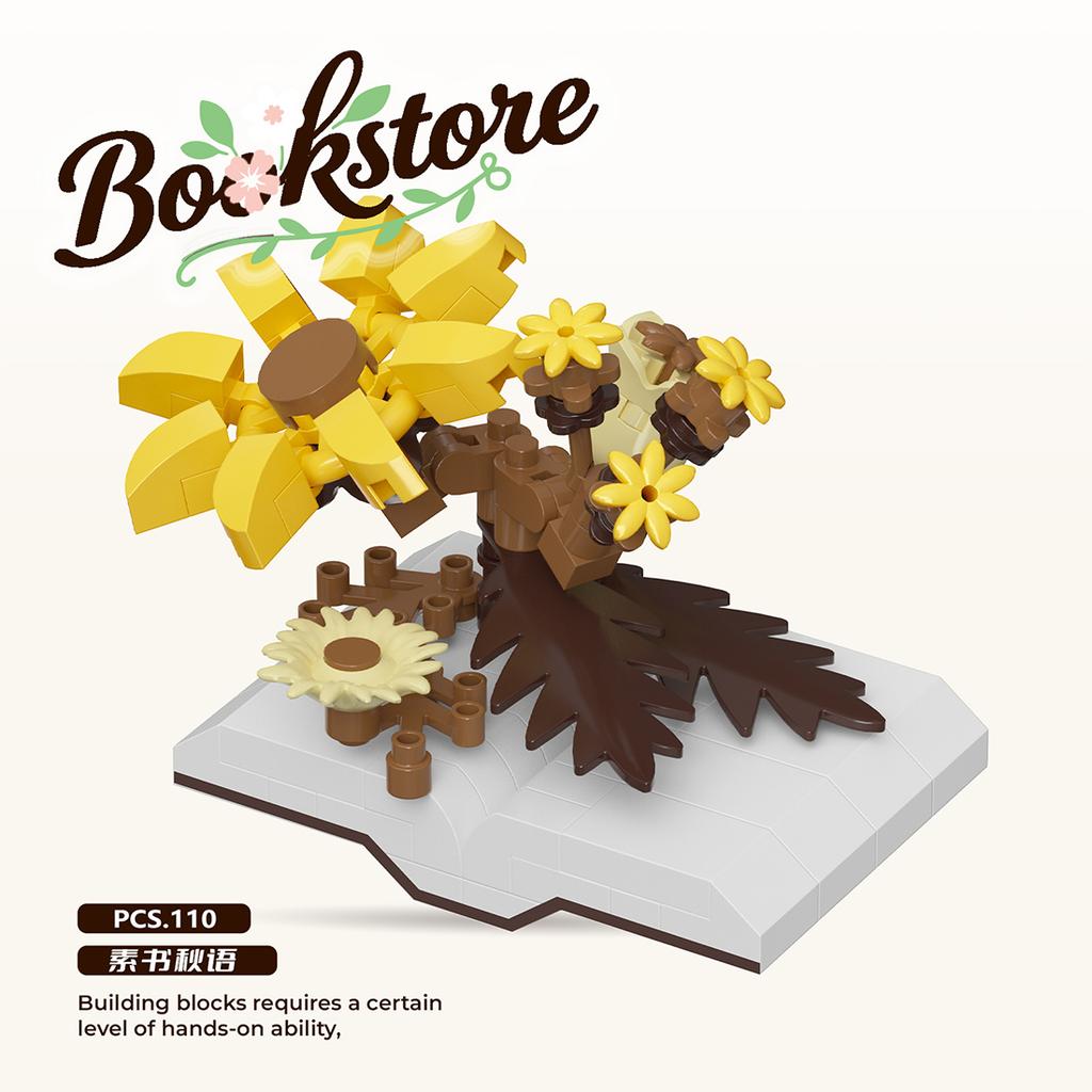 Creative Plastic Flowers Book Series Micro Building Blocks Educational Kids Toys Desktop Decoration Gift for Mother's Day