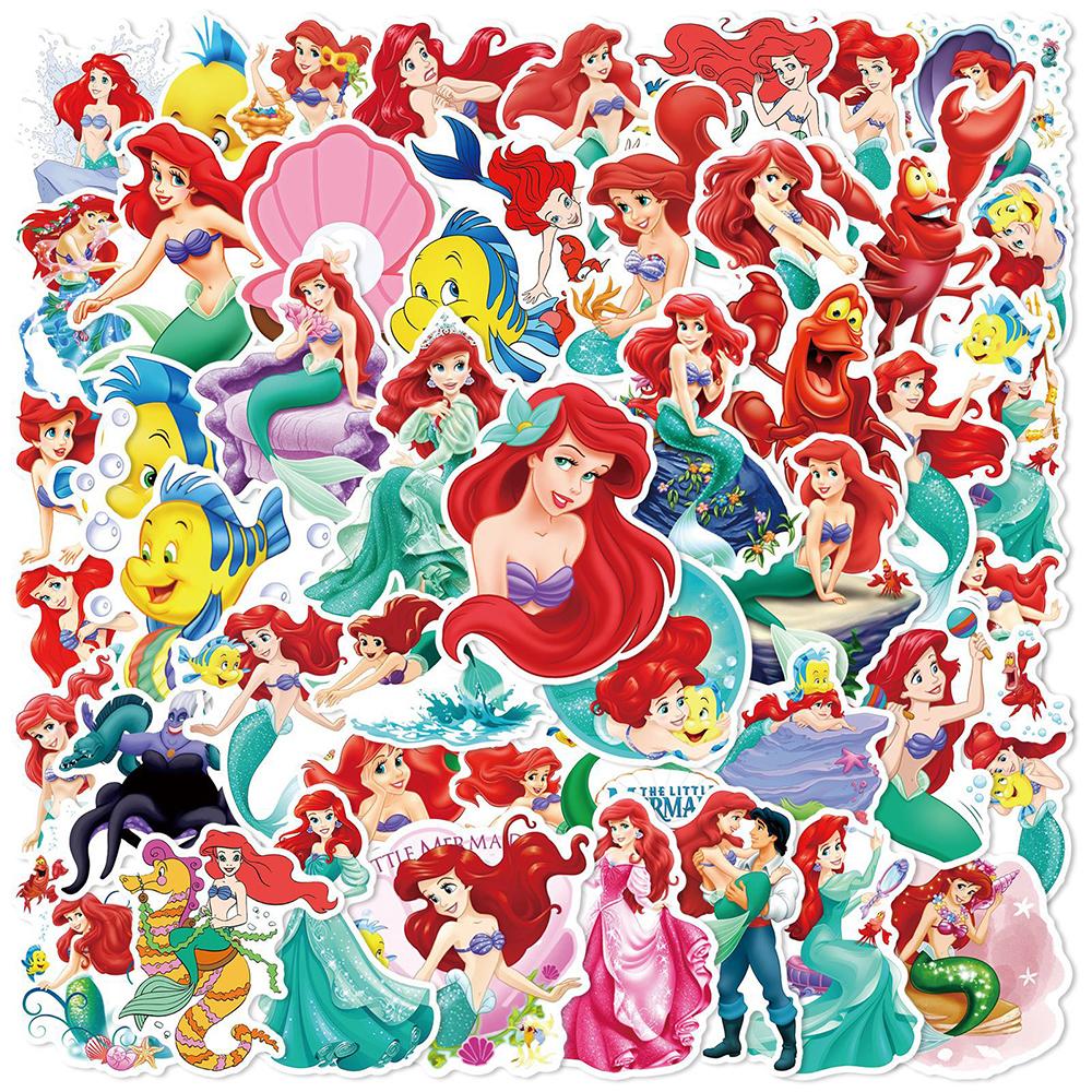 50 100Pcs Kawaii Mixed Disney Anime Princess Stickers Cute Ariel Belle Snow White Cartoon Decal Laptop Phone Luggage Sticker Toy