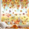 Wondever Fall Sunflower Window Clings Thanksgiving Autumn Harvest Hanging Flower Vine Pumpkin Glass Sticker Decal Anti Collision Double-Side Static