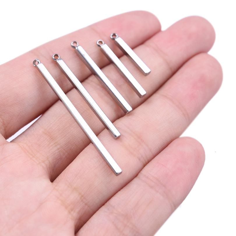 10 sztuk 1722273242 mm Stal nierdzewna Trójwymiarowe prostokątne zawieszki do tworzenia biżuterii Proste zawieszki w kształcie rurki