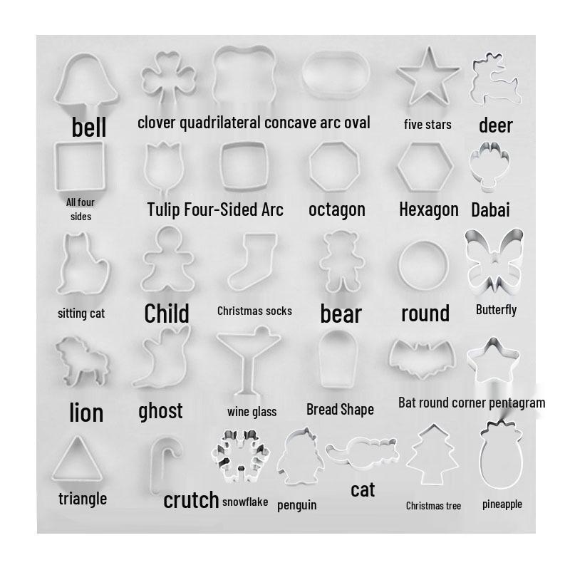 Aluminum Alloy Holiday Cookie Mold Set: Pineapple, Candy Cane, Mitten, Gingerbread Man, Pumpkin