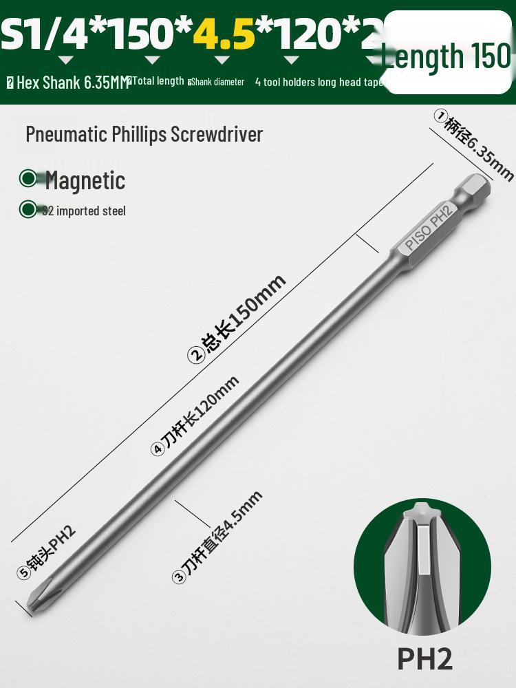 Hexagonal Magnetic Pneumatic Air Screwdriver, S2 1/4 Electric Bit Set