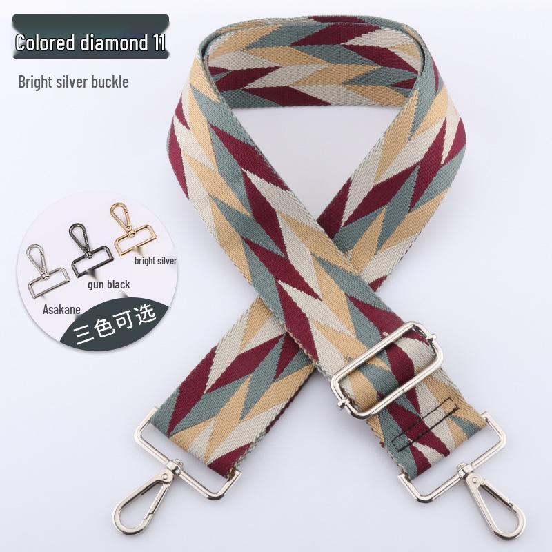 Adjustable 5cm Wide Colorful Diamond Bag Strap - Crossbody & Shoulder Strap Available