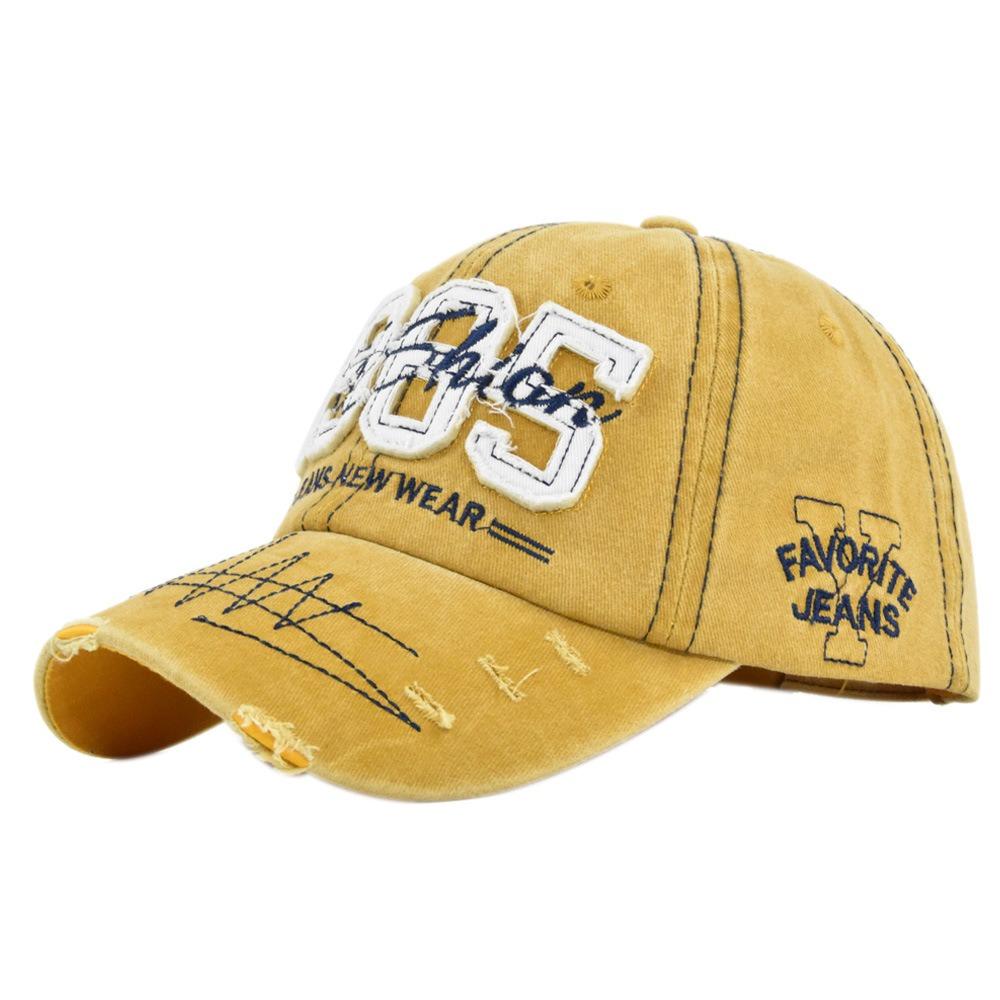 

1985 Distressed Faded Cap Hip-hop Washed Baseball Hats Man Women Outdoor Sports жёлтый