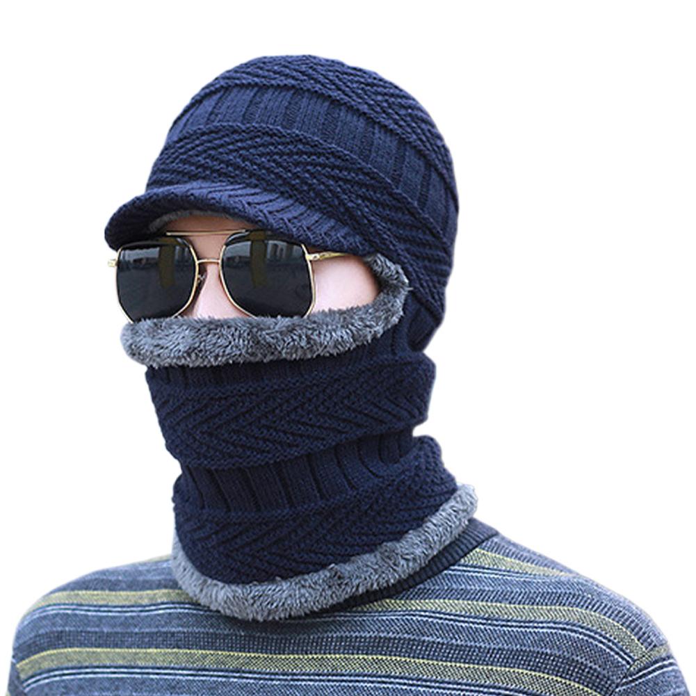 Winter Adult Women Casual Thick Warm Fleece Windproof Riding Beanie Cap Balaclava Hooded Neck Warmer Hats Cap Mask