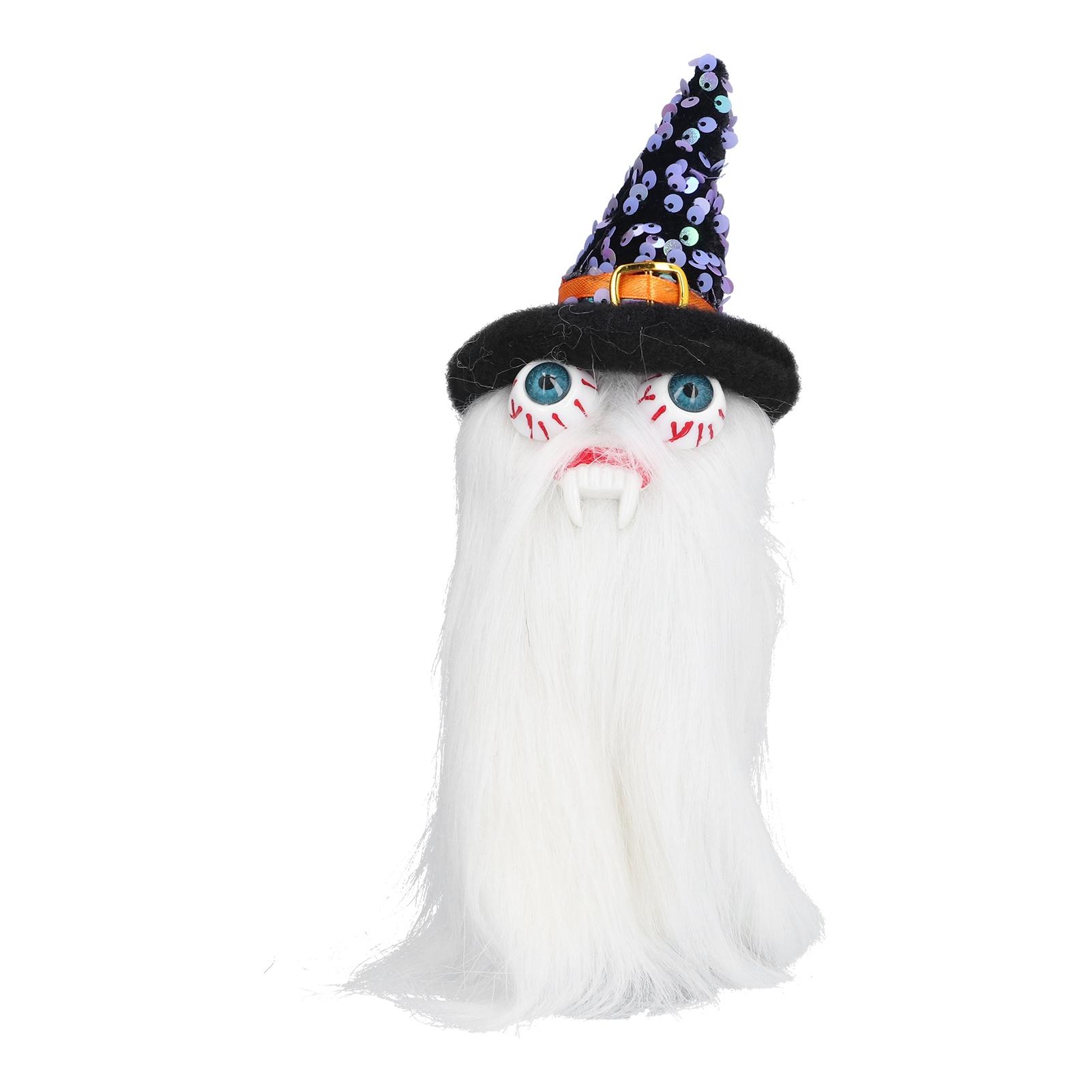 Halloween Dolls Ornament Halloween Plush Gnome with Witch Hat and Vampires Tooth for Halloween Decorations