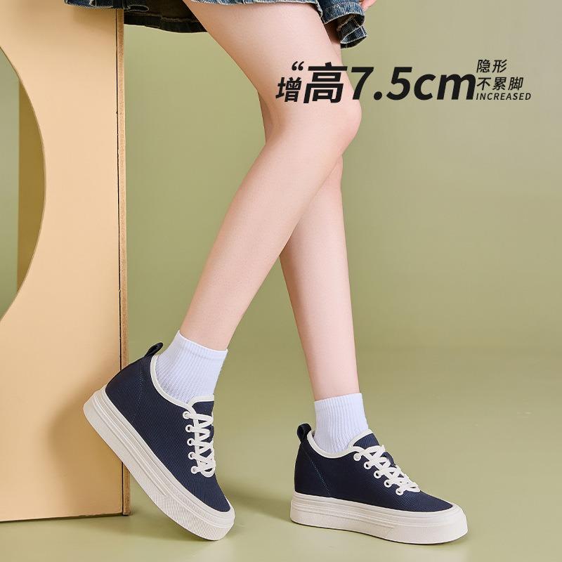 . Inner heightening canvas shoes women's thick-soled versatile spring and autumn breathable small casual board shoes women