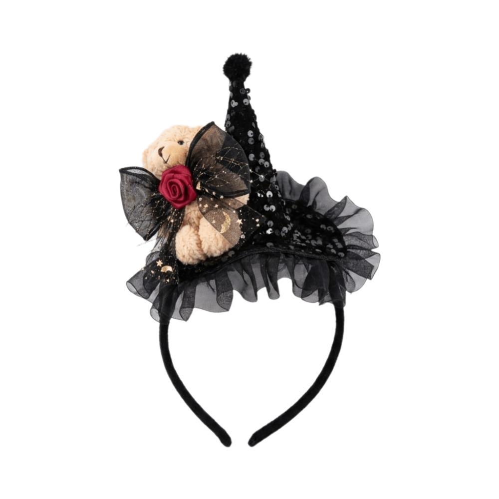 Lace Halloween Witch Hat Hair Hoop Flower Halloween Headband Cute Halloween Party Hair Band Girl