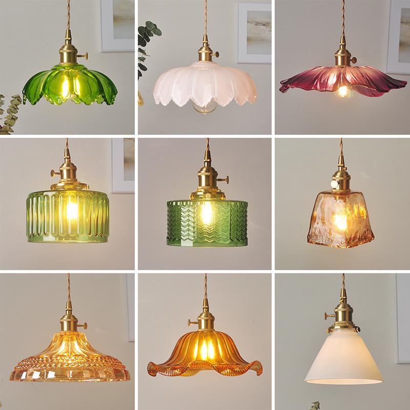 Nordic Retro Brass Glass Pendant Light - Ideal for Bar, Restaurant, Bedside, or Cafe.