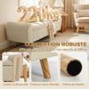 Storage Bench, 73 L, Corduroy, Armrests, Rubberwood Legs, Beige