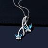 Blue Marquise Butterfly Pendant Necklace with Sparkling Accent Stones and Twisted Curve Design Elegant Jewelry for Women