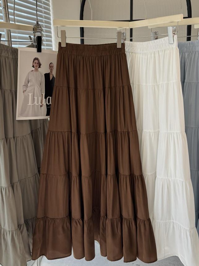 Women's A-line High-Waisted Tiered Skirt, 2025 Spring Collection, Versatile Gentle Style with Large Flare