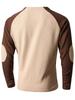 Men's Cross-Border Casual Raglan Sleeve Patchwork Round Neck Waffle Knit Sweatshirt for Spring/Autumn