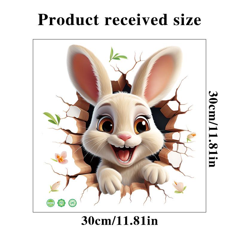 3D Wall Sticker Cute Rabbit Bathroom Remodeling Toilet Decoration Peel and Stick Waterproof