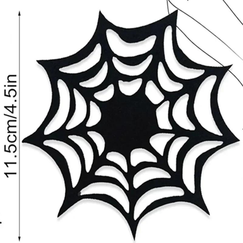 2025 Halloween Coasters Halloween Table Decor Halloween Spider Web Coasters Durable Felt Table Placemats for Home Festival Use